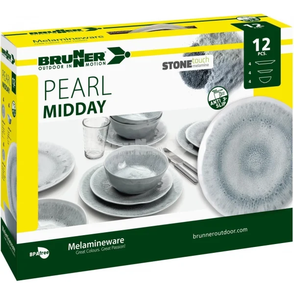 BRUNNER Pearl Midday Stone Touch Melamine 12pc Dinner Set
